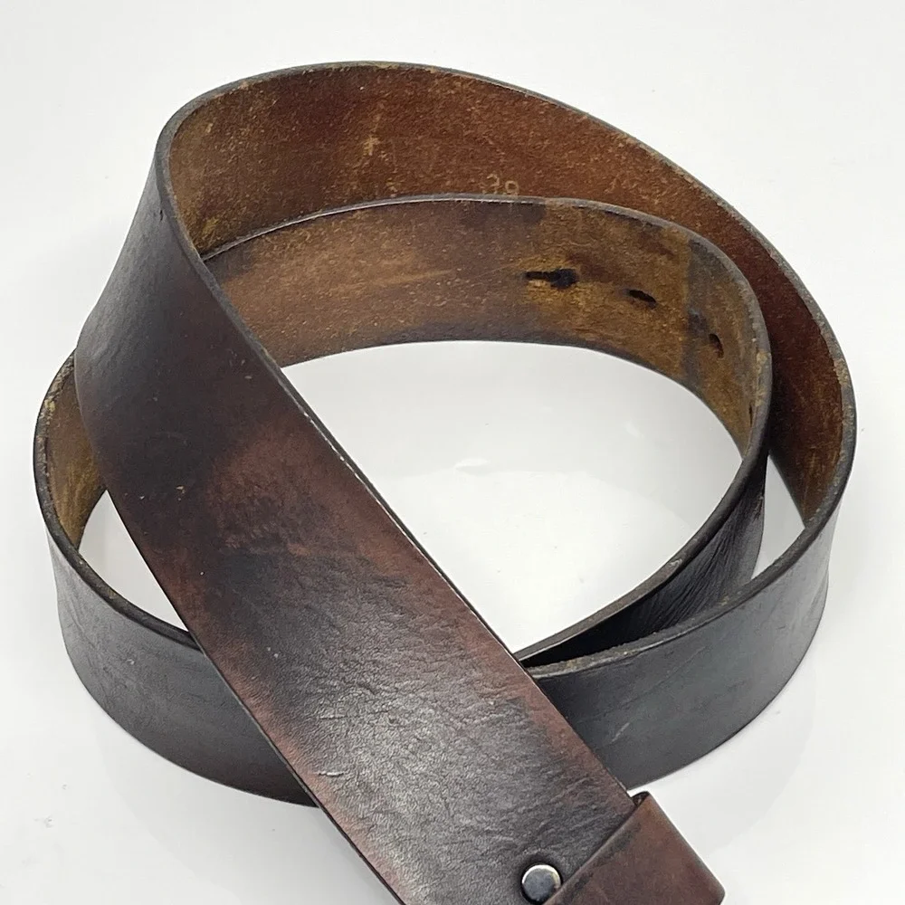 Vtg 60s Shinola Men's 38 Belt Glove Cowhide Leather Thick Brown A9544 Distressed